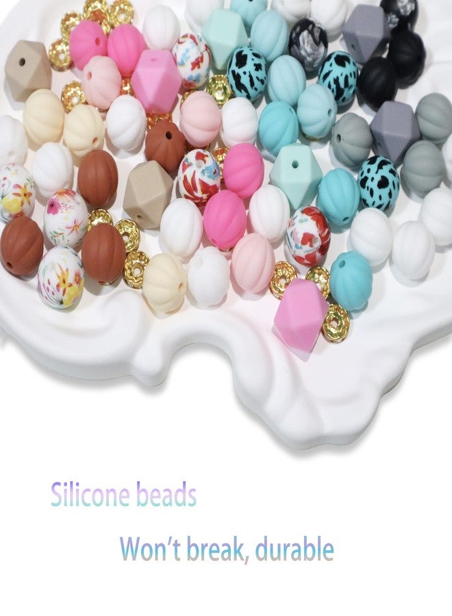 DJDIRY Silicone Beaded Keychain Wristlet Key Ring for Women, Girly Cute Key Ring Bangle Chains for Car Keys Purse and Bags (Brown) - Image 2